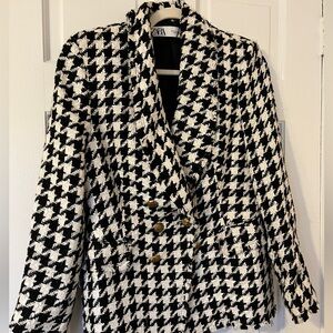Zara Houndstooth Black & White Blazer / Jacket